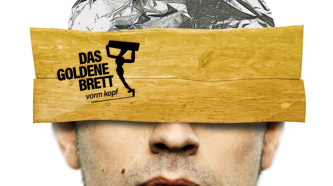Das Goldene Brett vorm Kopf: Hero Bild der Plattform für den größten wissenschaftlichen Unsinn. Grafik 2026 Poster